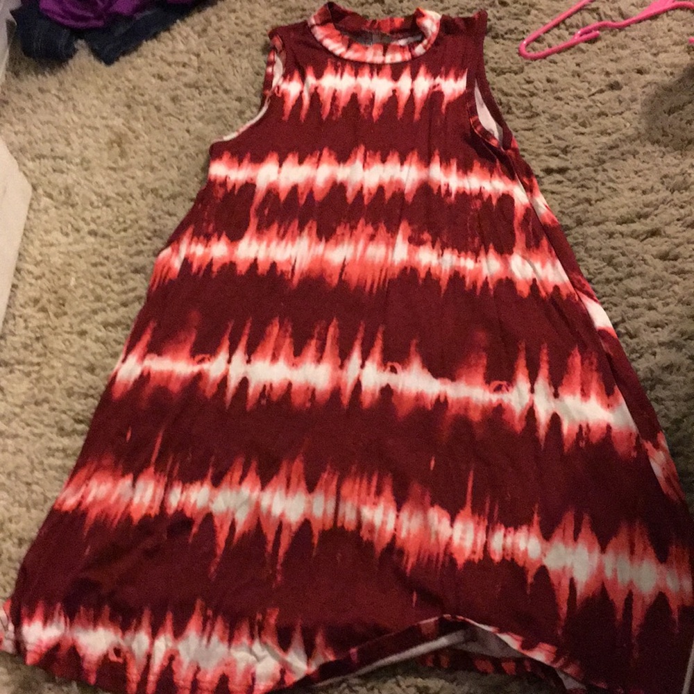 Maroon and white dress